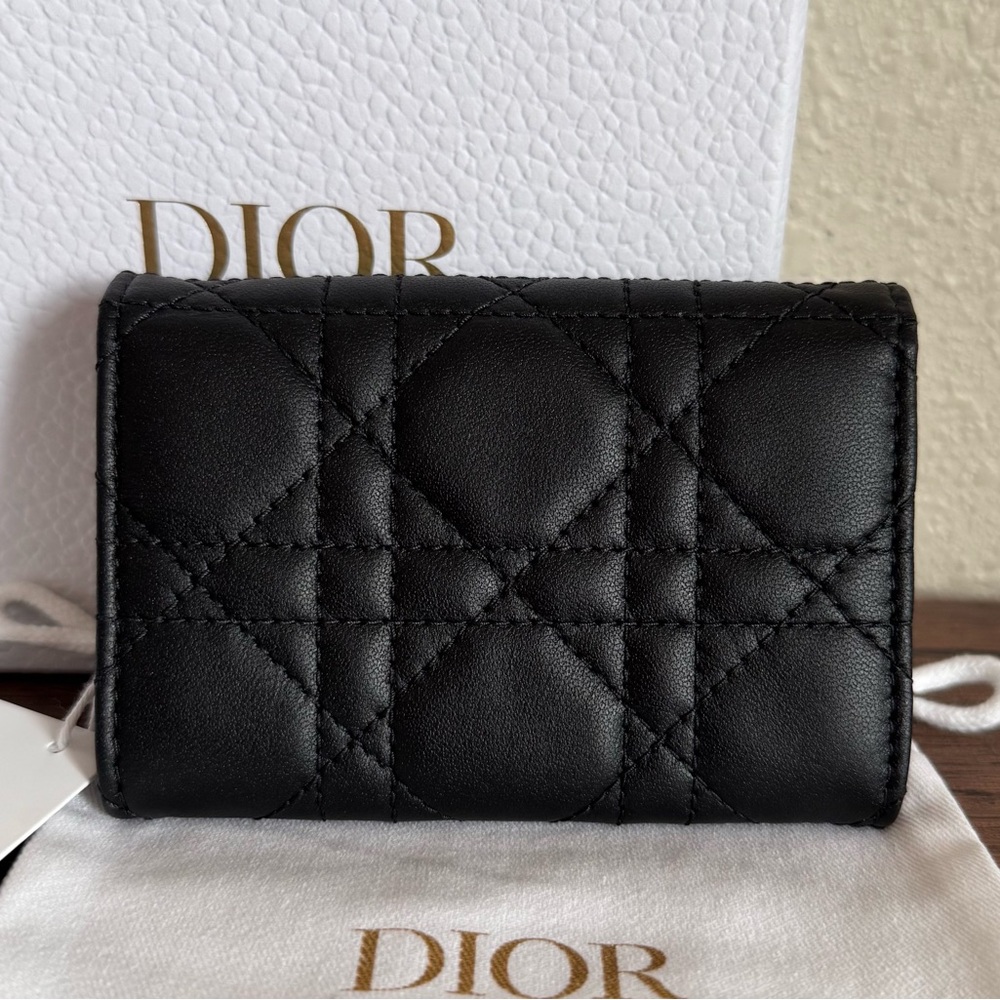 ❌SOLD❌NEW DIOR My Dior Cannage Stitched Lambskin Leather Wallet in Black - Picture 4 of 8